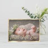 Gold Best Gift Ever Baby Photo Faire-part de naiss (Debout devant)