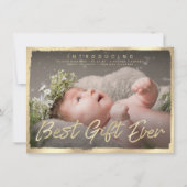 Gold Best Gift Ever Baby Photo Faire-part de naiss (Devant)