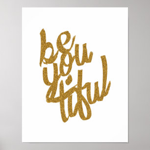 Gold 'Beyouful' Typografisch Poster