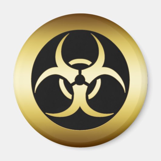 GOLD BIO-HARZARD SYMBOL MAGNEET (Voorkant)