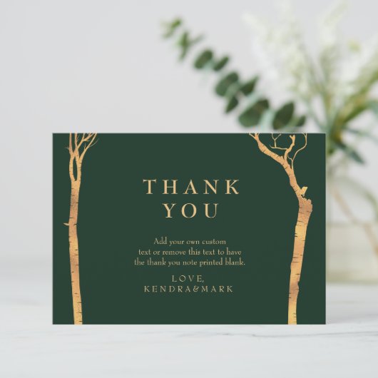 Gold Birch Tree Merci Cartes (Debout devant)