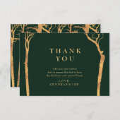 Gold Birch Tree Merci Cartes (Devant / Derrière)