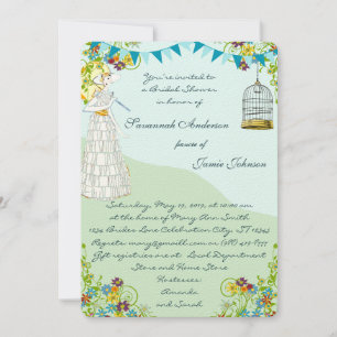 Gold Birdcage Bunting Garden Vrijgezellenfeest Inv Kaart