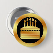 Gold Birthday Cake Ronde Button 7,6 Cm (Voorkant /achterkant)