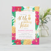 Gold Birthday Luau Party Invitations (Debout devant)