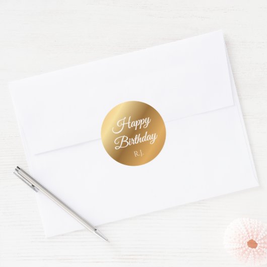 Gold Birthday Sticker | Custom Monogram Label (Envelop)