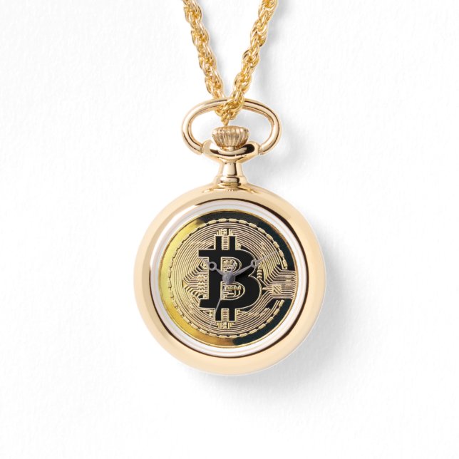 Gold Bitcoin Watch ketting (Voorkant)