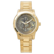 Gold Bitcoin Watch voor Man