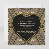 Gold Black 1920 Dîner Art Déco Invitations (Dos)