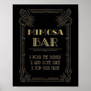 Gold Black 1920s Art Deco Mimosa Bar Wedding Poster
