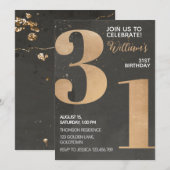 Gold Black 31st Birthday Invitation Kaart (Voorkant / Achterkant)