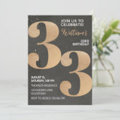 Gold Black 33e anniversaire Invitation (Debout devant)