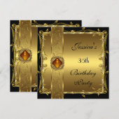 Gold Black 35th Birthday Floral Elegant Classy Kaart (Voorkant / Achterkant)