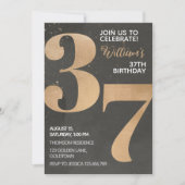 Gold Black 37th Birthday Invitation (Devant)
