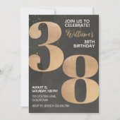 Gold Black 38th Birthday Invitation (Devant)