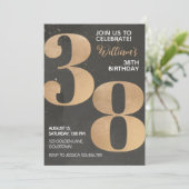 Gold Black 38th Birthday Invitation (Debout devant)