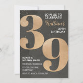 Gold Black 39th Birthday Invitation (Devant)