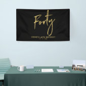 Gold & Black 40th Birthday Party Welkomstbanner Spandoek (Beurs)