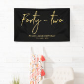 Gold & Black 42th Birthday Party Welcome Banner (Insitu)