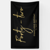 Gold & Black 42th Birthday Party Welcome Banner (Verticaal)
