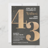 Gold Black 43e anniversaire Invitation (Devant)