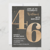 Gold Black 46th Birthday Invitation (Devant)