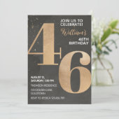 Gold Black 46th Birthday Invitation (Debout devant)