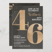 Gold Black 46th Birthday Invitation (Devant / Derrière)