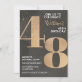 Gold Black 48th Birthday Invitation (Devant)