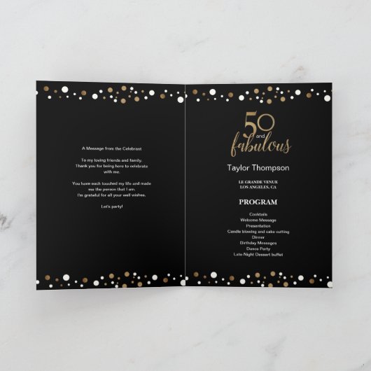 Gold Black 50 en geweldige vijftigste verjaardag Programma (Binnen)