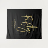 Gold & Black 50th Birthday Party Backdrop Wandkleed (Voorkant (horizontaal))