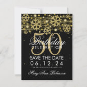 Gold Black 50th Birthday Save Date Winter Kaart (Voorkant)