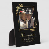 Gold Black 50th Wedding Jubileum Couple Foto Fotoplaat (Zijkant)