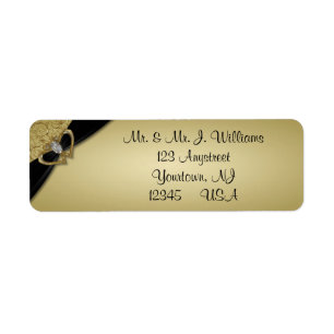 Gold Black 50th Wedding Jubileum Etiket