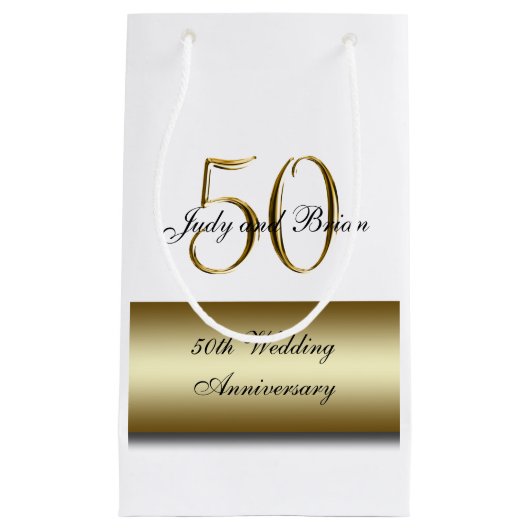 Gold Black 50th Wedding Jubileum Klein Cadeauzakje (Voorkant)