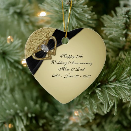 Gold Black 50th Wedding Jubileum Ornament (Boom)
