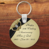 Gold Black 50th Wedding Jubileum Sleutelhanger (Voorkant)