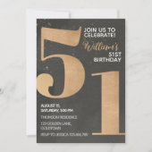 Gold Black 51st Birthday Invitation (Devant)