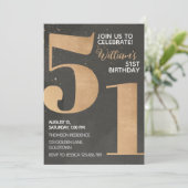 Gold Black 51st Birthday Invitation (Debout devant)