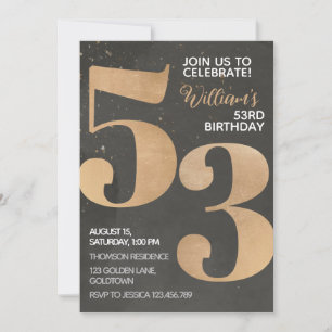 Gold Black 53e anniversaire Invitation