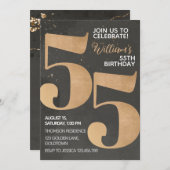 Gold Black 55e anniversaire Invitation (Devant / Derrière)