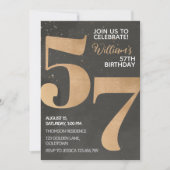 Gold Black 57th Birthday Invitation (Devant)