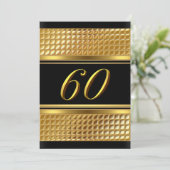 Gold & Black 60th Birthday Party Invitation (Debout devant)
