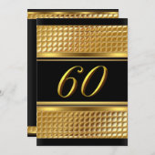 Gold & Black 60th Birthday Party Invitation (Devant / Derrière)