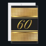 Gold & Black 60th Birthday Party Invitation<br><div class="desc">Invitation du 60e anniversaire. Or et noir. Exclusive Zazzle. Customisez avec vos propres détails.</div>