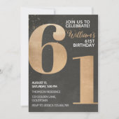 Gold Black 61ème anniversaire Invitation (Devant)