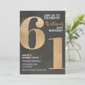 Gold Black 61ème anniversaire Invitation (Debout devant)