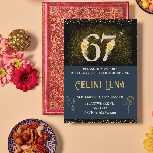 Gold & Black 61st-69th Birthday Party Invitations