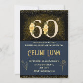 Gold & Black 61st-69th Birthday Party Invitations (Devant)