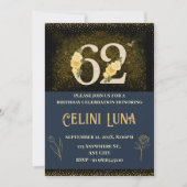 Gold & Black 62e anniversaire Invitations (Devant)
